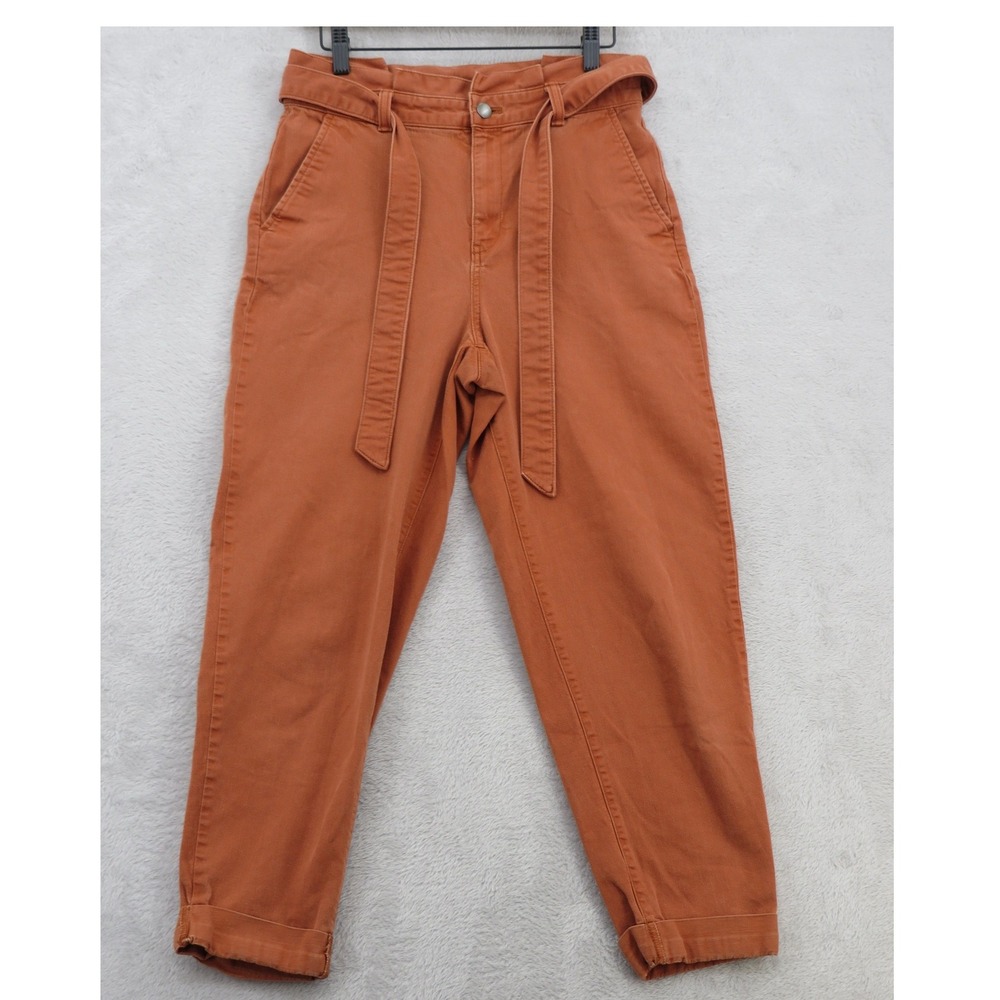 Banana Republic Barrel Leg Pants 6 Rust Pumpkin Spice Tie Waist High Rise